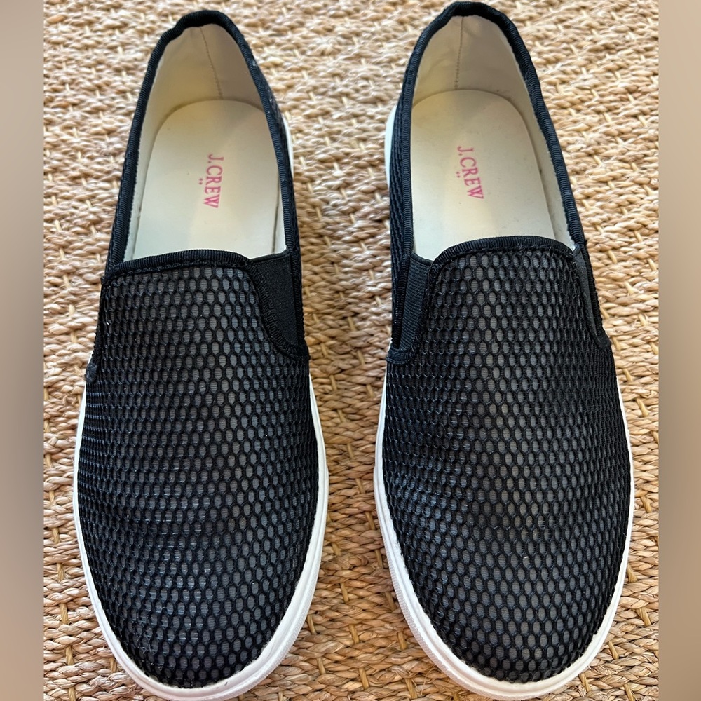 J.Crew Perforated Slip On Sneakers Black Size 9